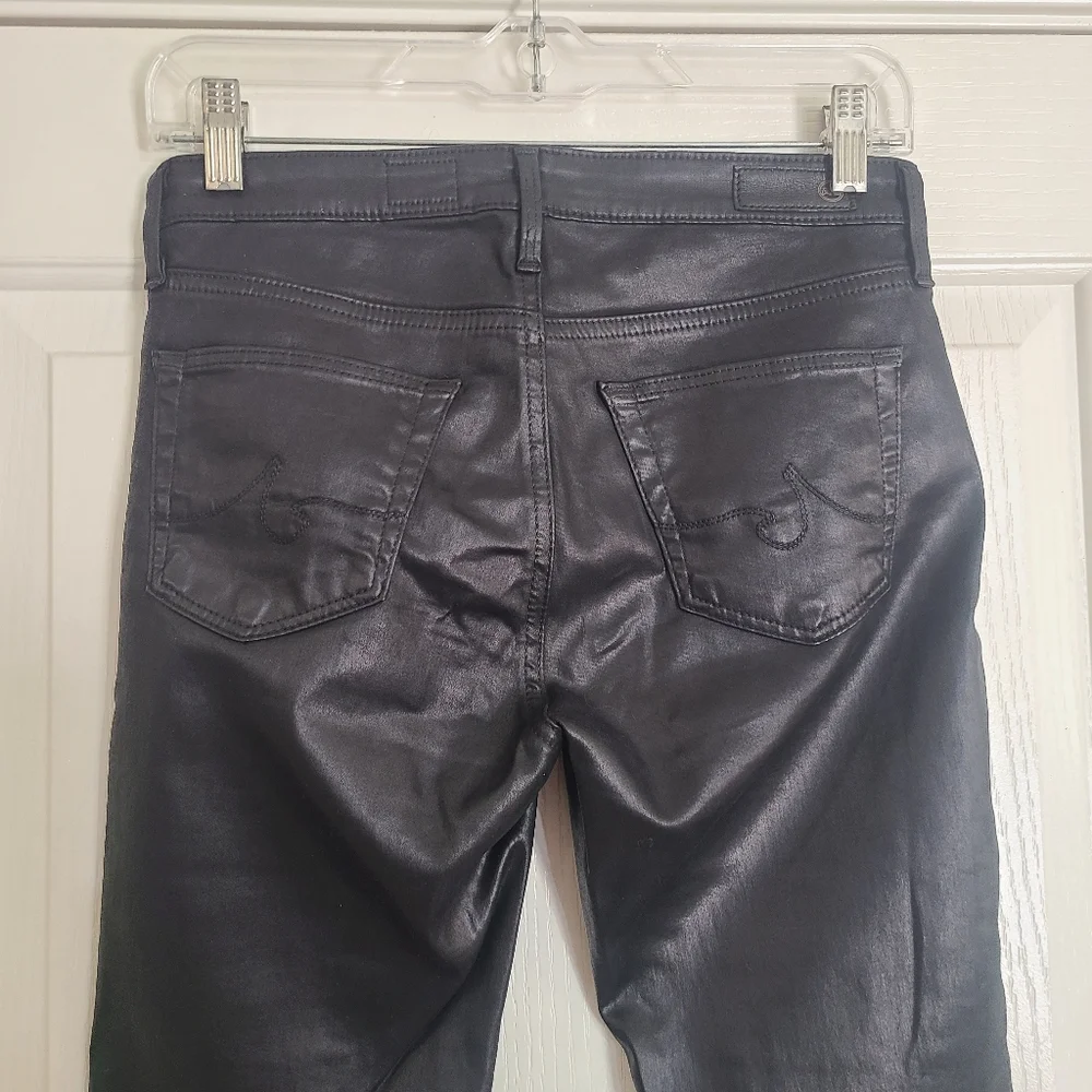 AG The Legging Ankle Super Skinny Black Coated Jeans Size 25